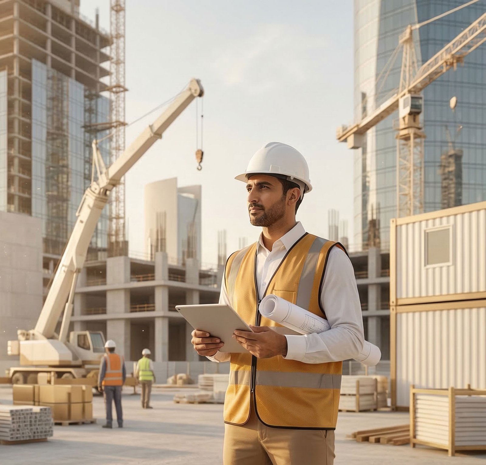 مخططات ومجسمات معمارية تعبّر عن تنفيذ المشاريع في شركة أثر أجود للمقاولات